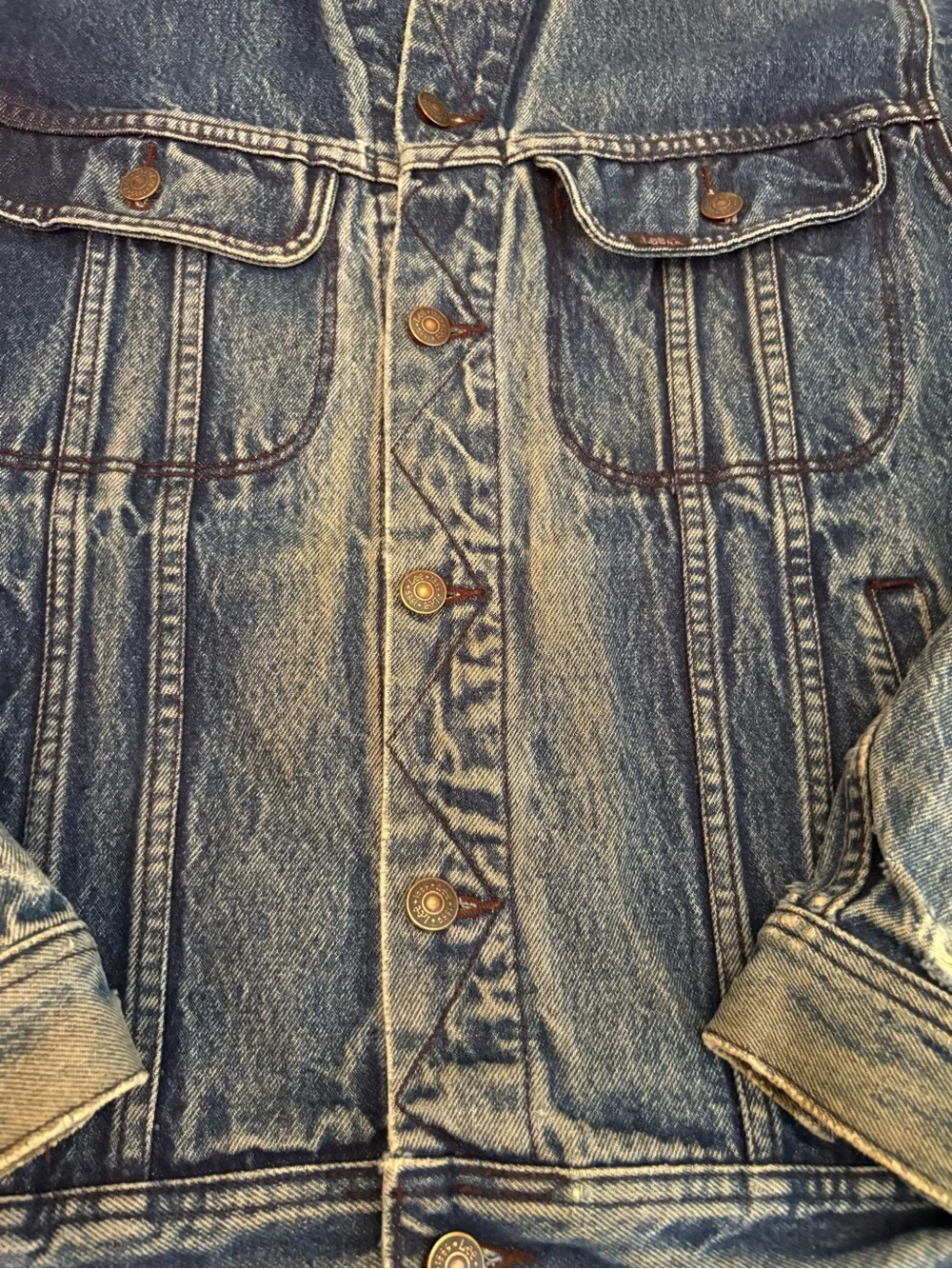 Vintage Lee Men's Distressed Vintage Blue Denim Jacket
